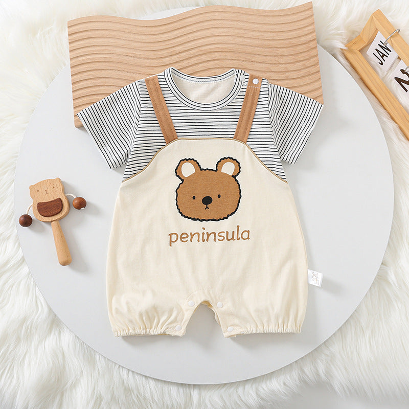 Cartoon bear short sleeve baby romper - supplier image