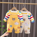 JUST NUNU Soft Plaid Boys Overalls Set